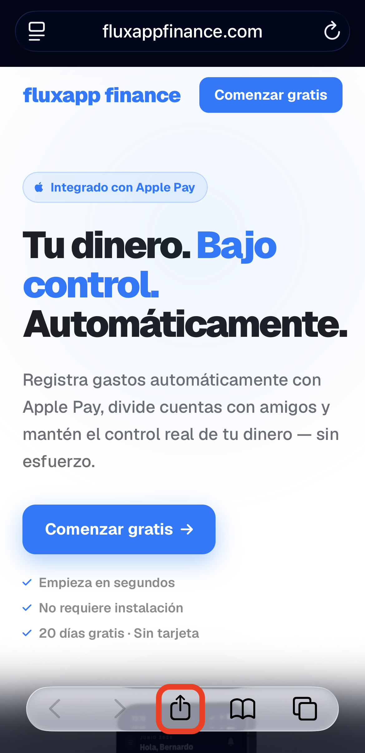 Botón compartir resaltado